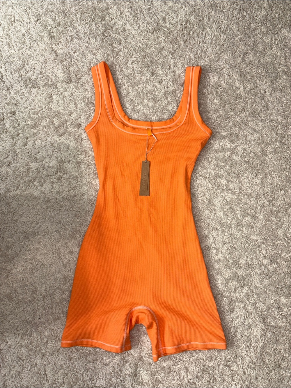 SKIMS coral/orange Ribbed One-Piece Romper
